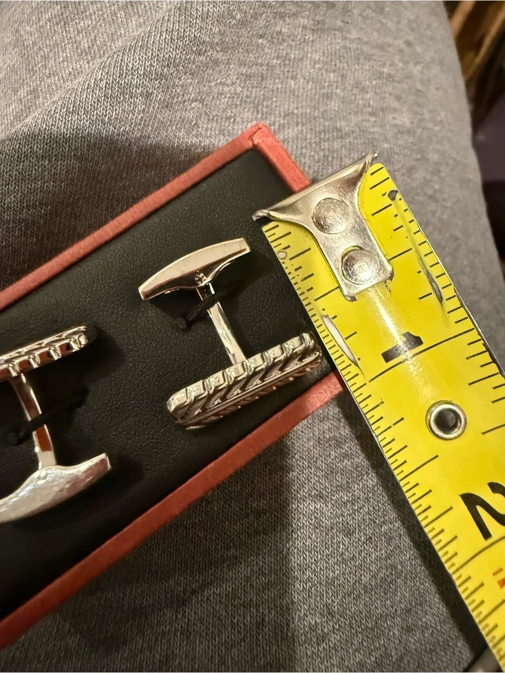Hickey Freeman Silver Cufflinks Diagonal Stripe w/ Original Box